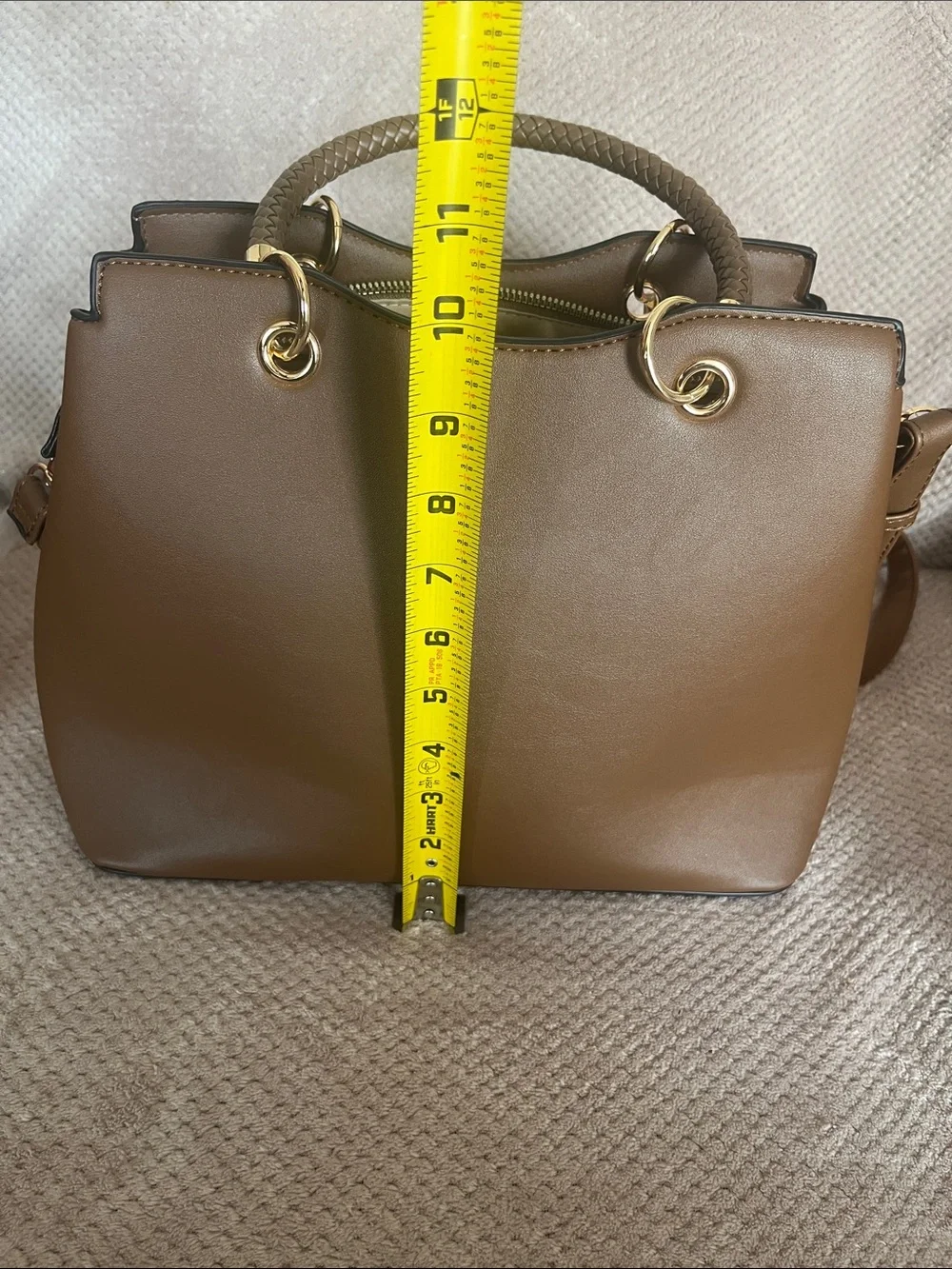 Le Bag Brown Embossed Floral Satchel